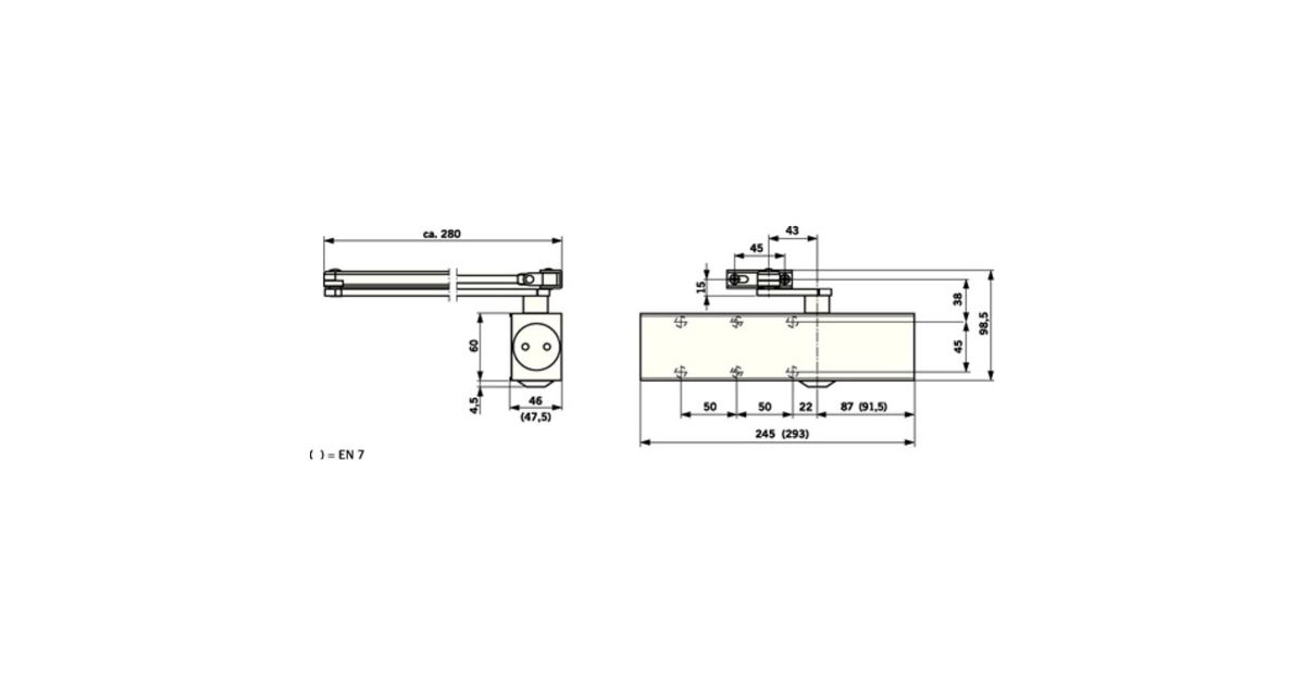 DORMAKABA scissor door closer TS 83 BC/ÖD white 9016 EN 36 without