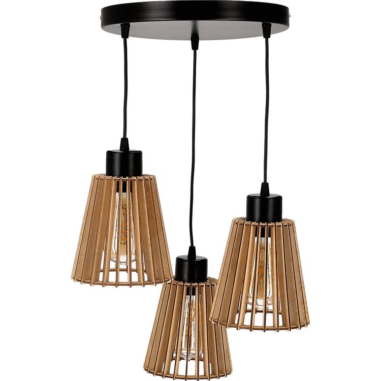 Tootefoto - Orno DELOS 3P E27 ripplamp, ripplamp, max. 3x60W, must, puit, mmargune