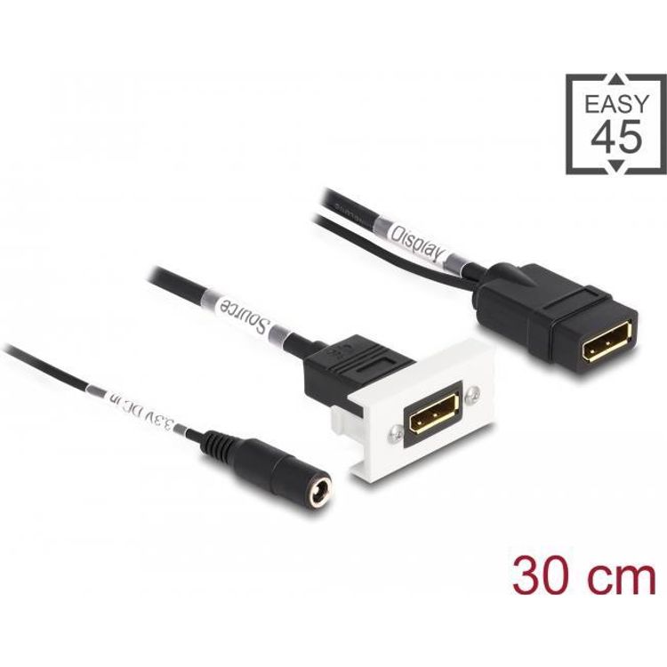 Tootefoto - DeLOCK 81385 DisplayPort-kaabel 0,3 m Must, Valge