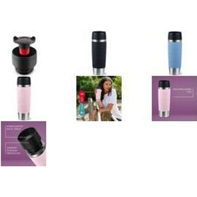 Tootefoto - emsa Isolierbecher TRAVEL MUG Wave, 0,5 L., pastellblau hochwertiger, vakuumisolierter Edelstahlk rper, sp l - 1 St ck (N20226)