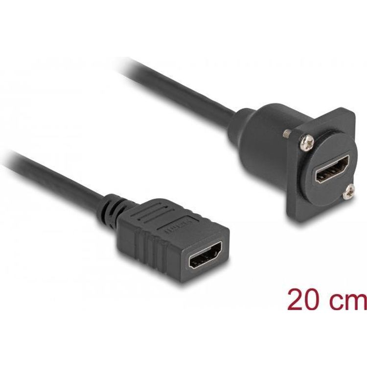 Tootefoto - Delock - HDMI-Verl ngerungskabel - HDMI weiblich zu HDMI weiblich schraubbar - 20cm - Schwarz - unterst tzt 4K 60 Hz (3840 x 2160) (87982)