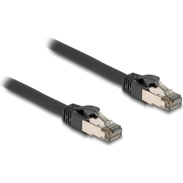 Tootefoto - Delock RJ45 Netzwerkkabel Cat.6A U/FTP ultra flexibel mit innerem Metallmantel 1 m schwarz (80240)