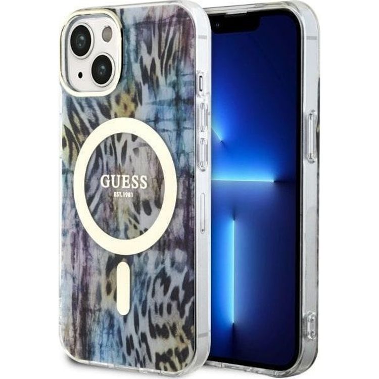 Tootefoto - Guess Guess Leopard MagSafe iPhone 14 mbris (sinine)