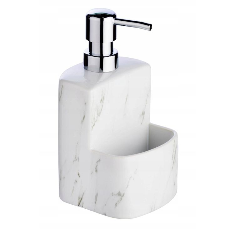 Tootefoto - Dozownik do myd a w p ynie FESTIVAL z pojemnikiem na g bk , ceramika o strukturze marmuru, 380 ml, WENKO