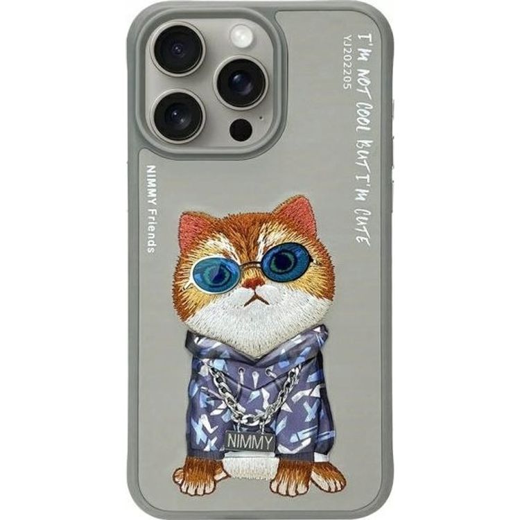 Tootefoto - Nimmy iPhone 15 Pro 6.1 "korpuse hall/hallid prillid jahe kass