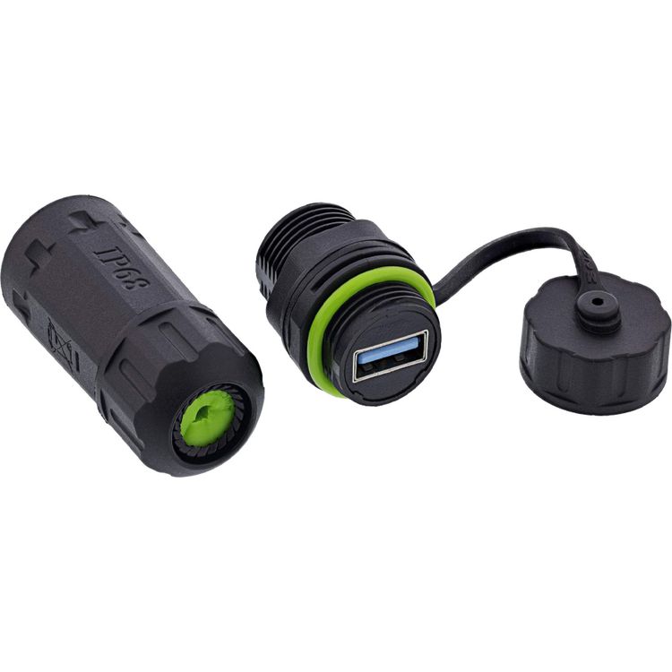 Tootefoto - InLine USB-A-Kabelkupplung kurz IP68 2x USB-A Buchse geschirmt (69927Q)