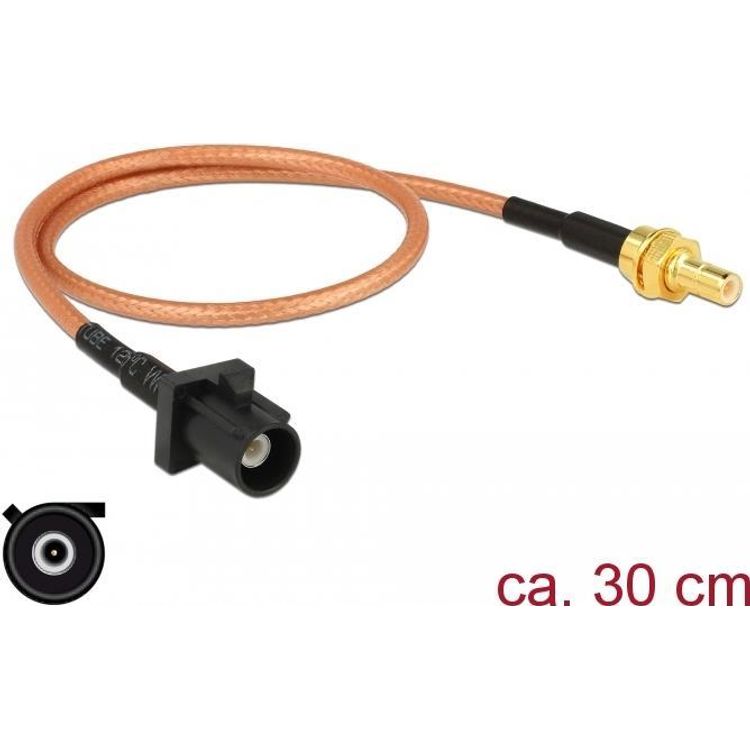 Tootefoto - DeLOCK 89676 koaksiaalkaabel RG-316 0,3 m FAKRA A SMB Must, Pruun, Kuld