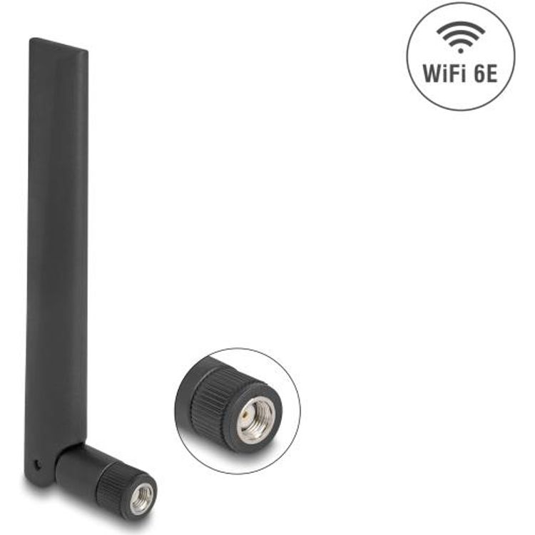 Tootefoto - Delock WiFi 6E Antenne RP-SMA Stecker 3 dBi omnidirektional mit Kippgelenk schwarz (89078)