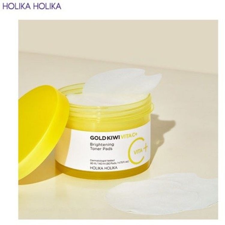 Tootefoto - Holika Holika HOLIKA HOLIKA_Gold Kiwi Vita C Plus Brightening Toner Pad kirgastavad, toniseerivad n opadjad C-vitamiiniga 80 tk.