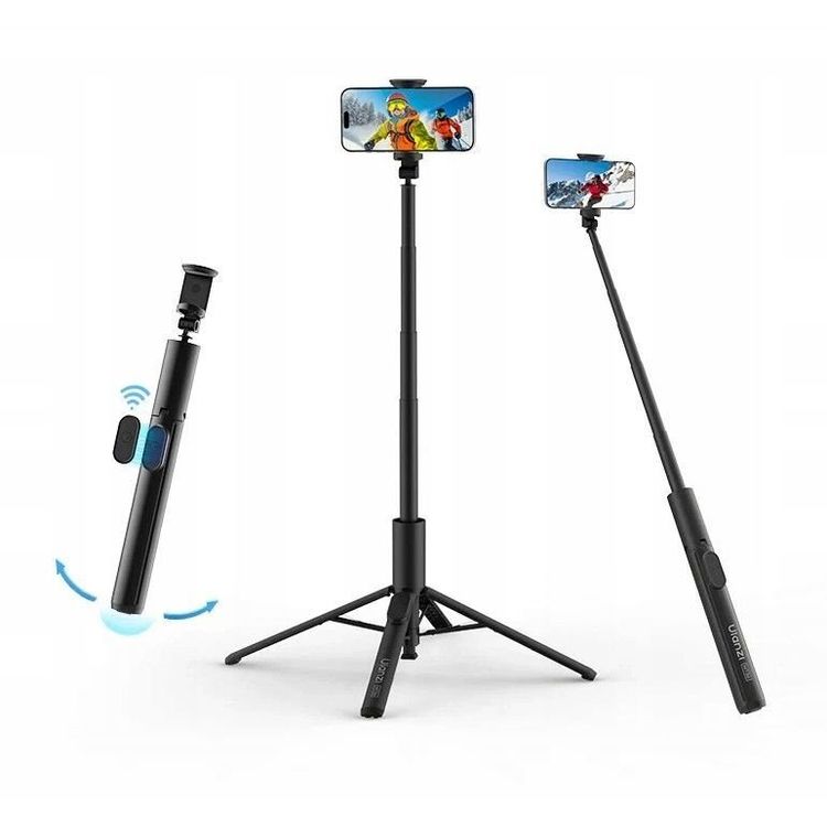 Tootefoto - Tripod 153 cm SELFIE Stick Tripod + Holder + Remote Control for Phone ULANZI / MT86