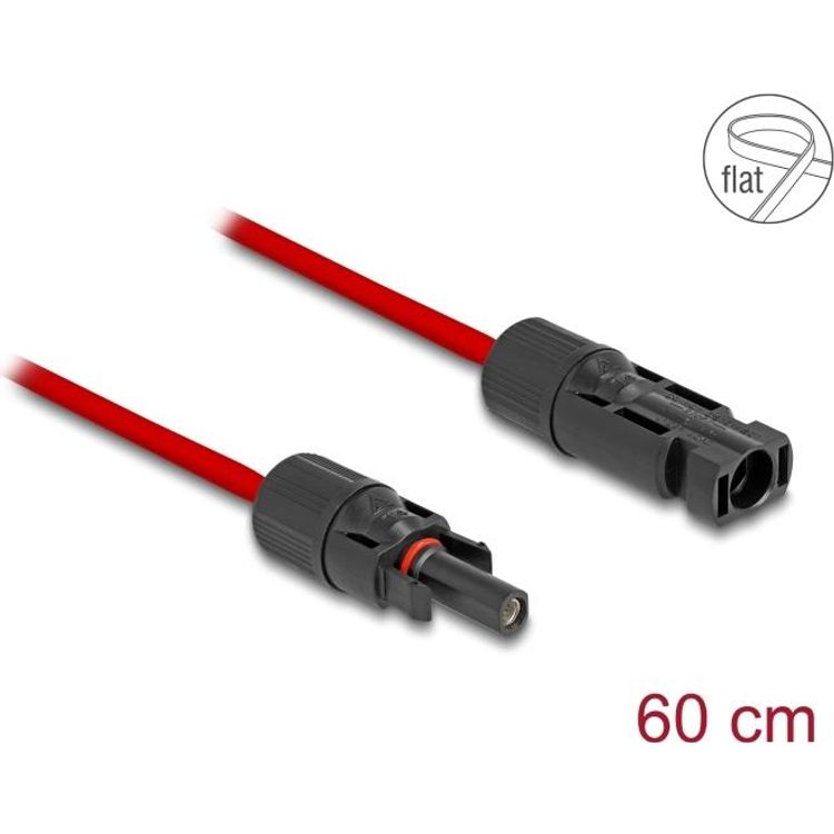 Tootefoto - Delock DL4 Solar Flachbandkabel Stecker zu Buchse 60 cm rot (60674)