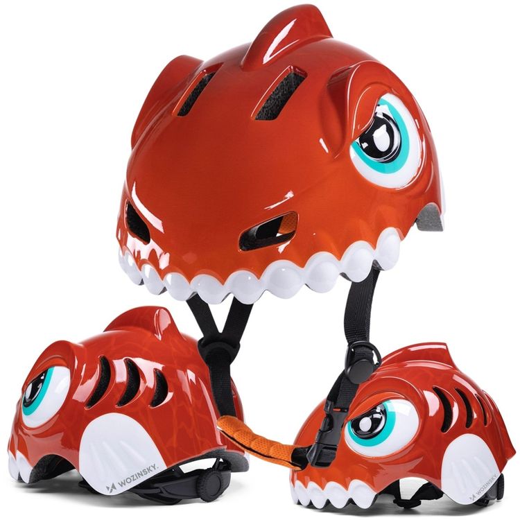 Tootefoto - Wozinsky laste jalgrattakiiver, dinosauruse motiiv S - punane