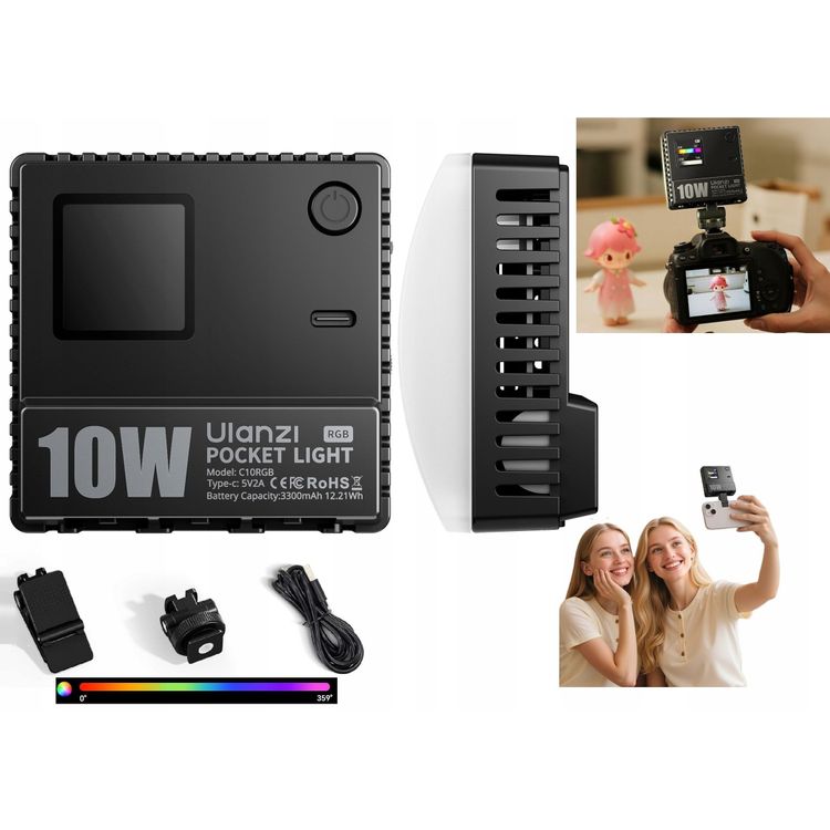 Tootefoto - 10W Video LED 1800K-9000K LEGT telefoni jaoks / Ulanzi C10RGB RGB kaamera