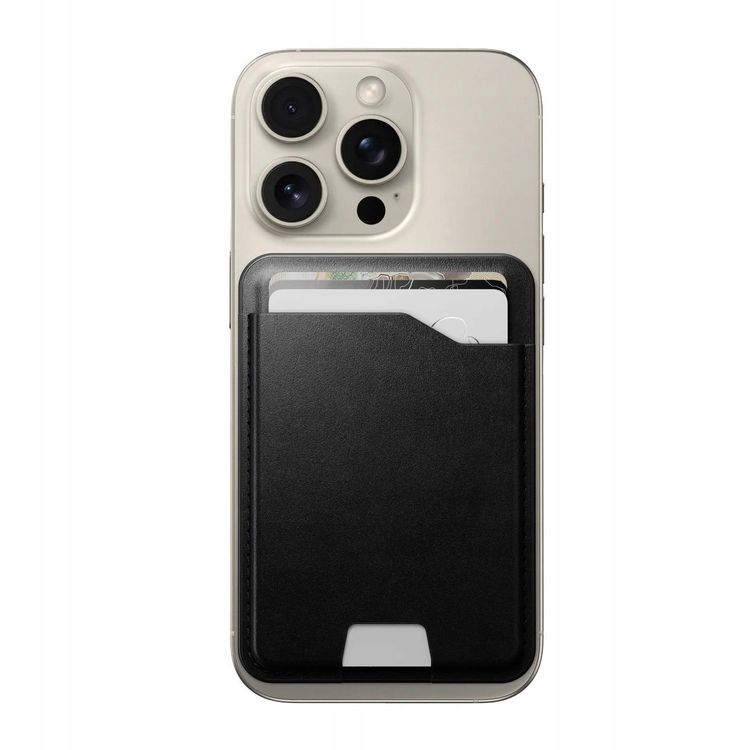 Tootefoto - NOMAD Leather Mag Wallet nahast rahakott, mis hildub MagSafe'i ja Apple Find My, Horweeni nahast (must)