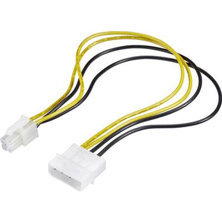 Tootefoto - Renkforce Strom Anschlusskabel [1x ATX-Stecker 4pol. - 1x IDE-Strom-Stecker 4pol.] 0.30 m Gelb-Schwarz (RF-4174569)