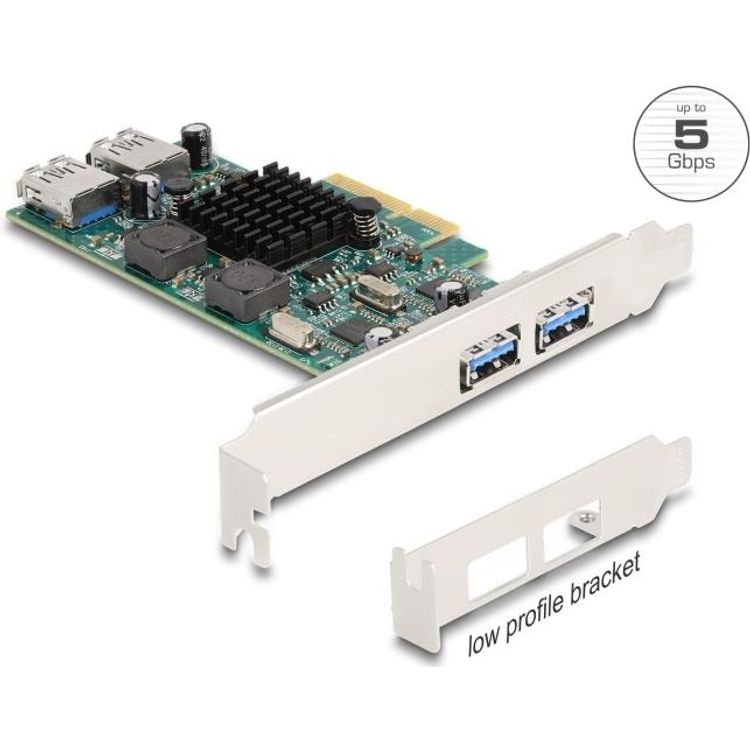 Tootefoto - Delock PCI Express x4 Karte zu 2x extern USB 5 Gbps Typ-A+ intern 5 Dual (90282)