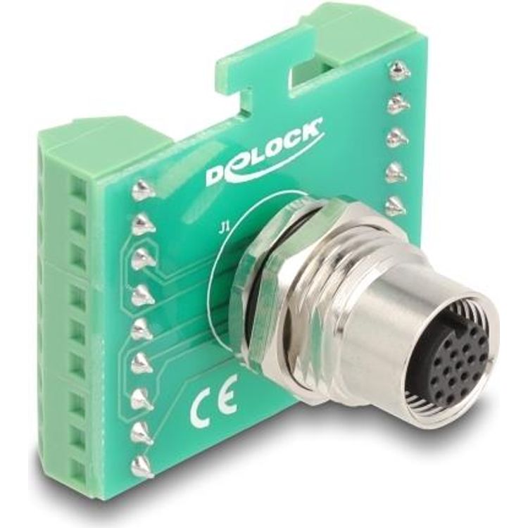 Tootefoto - Delock - Netzwerkadapter - 17 pin M12 (W) zu 18-poliger Anschlussblock - A-kodiert, zur Installation (60660)