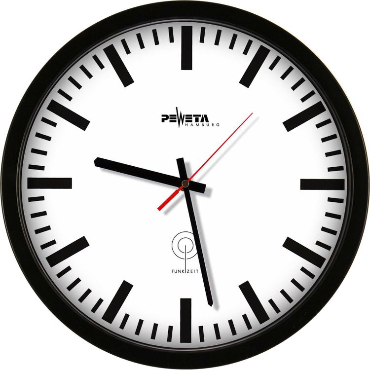 Tootefoto - PEWETA Funkwanduhr wei schwarz Kunststoff, 35,0 cm (55.131.322)