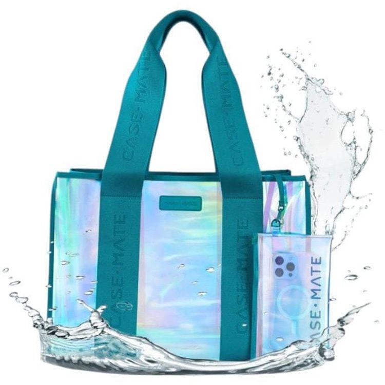 Tootefoto - KASU -KAM RKI SUUR TRAVE TOTE KOT - veekindel lakott telefoni korpusest (smaragdise seebimull)