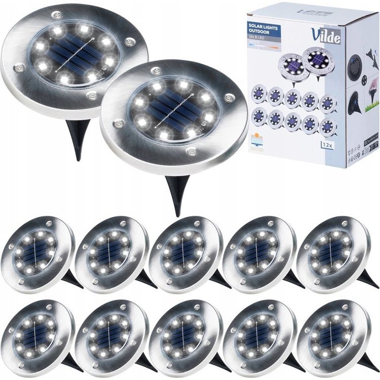 Tootefoto - Vilde Solar LED Aiavalgustid Terasest naastud VILDE 11,5 cm 12 tk.