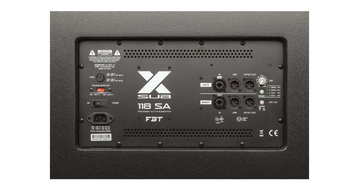 FBT XSUB 118SA Active Subwoofer, bass reflex, 18'', 1200W, black, DSP