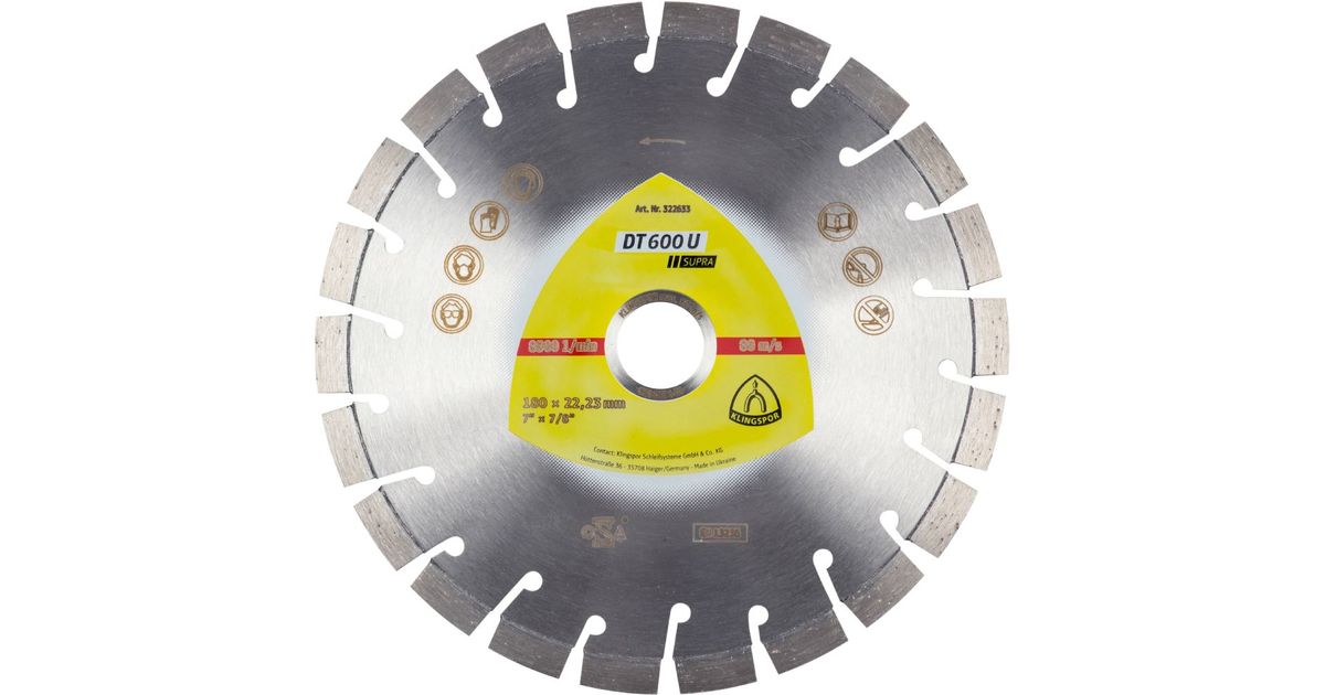KLINGSPOR DT 600 U diamond cutting discs 180 x 2.6 x 22.23mm 22