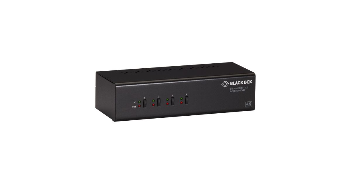 Black Box KVM SWITCH 4PORT DUALMONITOR DP 4K 60HZ USB 3.0 HUB AUDIO