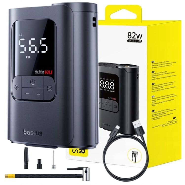 Tootefoto - Baseus GoTrip VA1 Super Mini juhtmevaba kompressor 3 otsaga - must