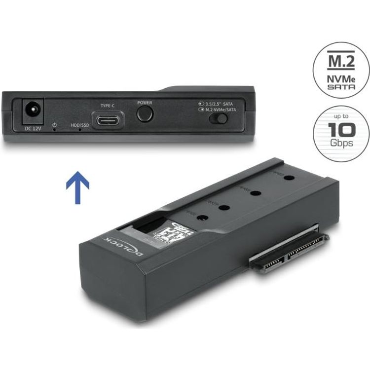 Tootefoto - Delock USB Type-C Konverter f r 1 x M.2 SSD oder 1 x SATA SSD / HDD (64253)