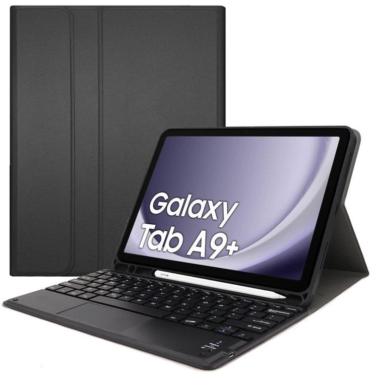 Tootefoto - Bluetoothi puuteplaadi klaviatuuri mbris Galaxy Tab A9 Plus jaoks (must)