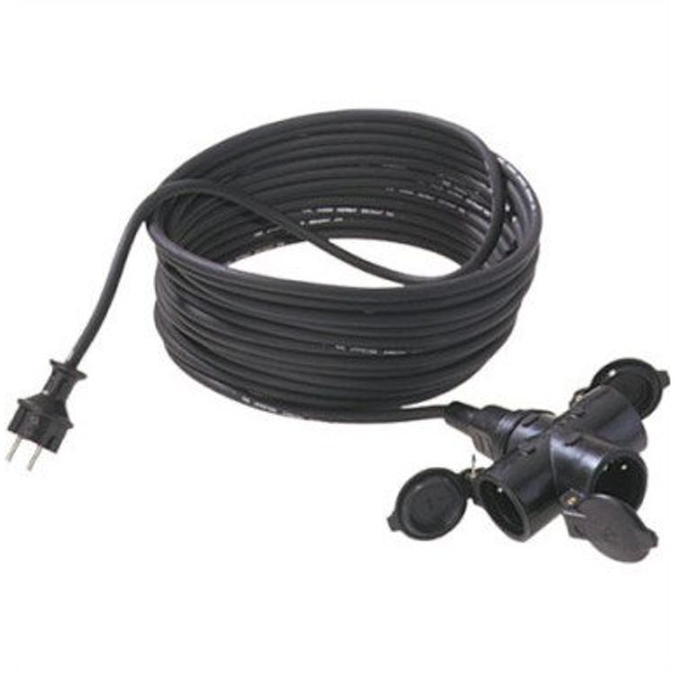 Tootefoto - BACHMANN pikenduskaabel 3G1,5mm2 must, 5m, 3x, H07RN-F kummist/neopreenist 3-suunaline