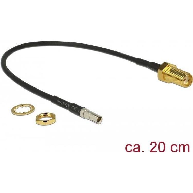 Tootefoto - DeLOCK 89912 koaksiaalkaabel RG-174 0,2 m TS-9 SMA Must