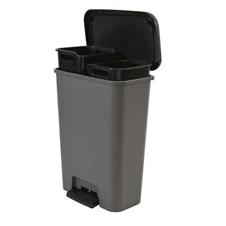 Tootefoto - CURVER WASTE BIN WITH PEDAL 23+23L /DARK GREY/ BLACK
