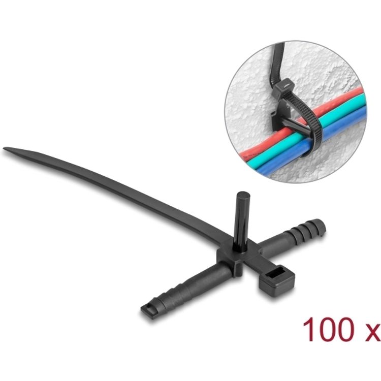 Tootefoto - Delock Kabelbinder mit D bel L 150 x B schwarz 100 St ck (18914)