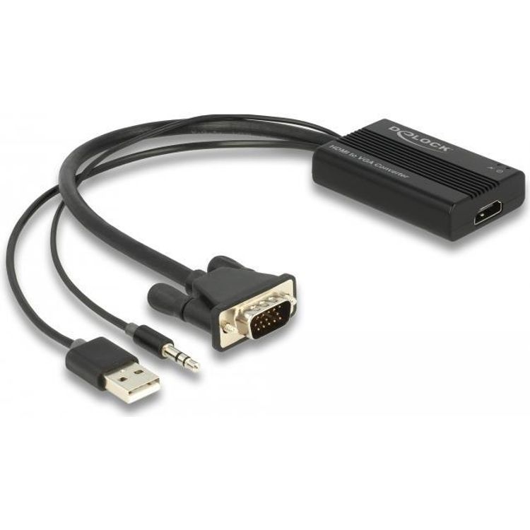 Tootefoto - DeLOCK 64172 videokaabliadapter 0,25 m HDMI t p A (Standard) VGA (D-Sub) + 3,5mm + USB Type-A Must