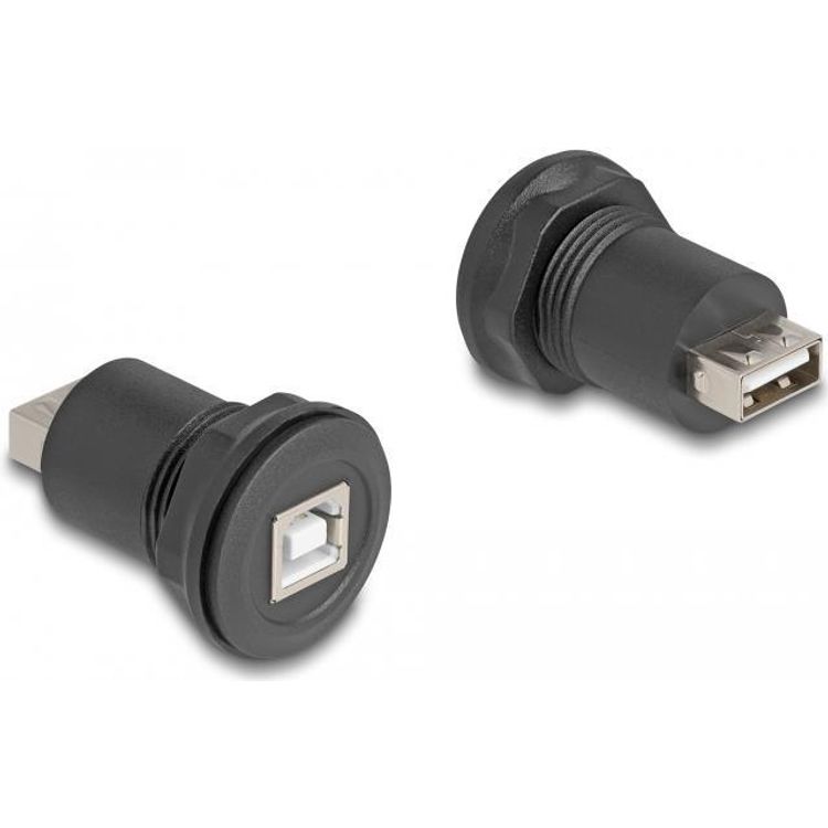 Tootefoto - Delock USB 2.0 Typ-B zu USB 2.0 Typ-A Einbaubuchse schwarz (66744)