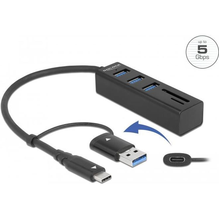 Tootefoto - DeLOCK 63859 jaotur USB 3.2 Gen 1 (3.1 Gen 1) Type-A + Type-C 5000 Mbit/s