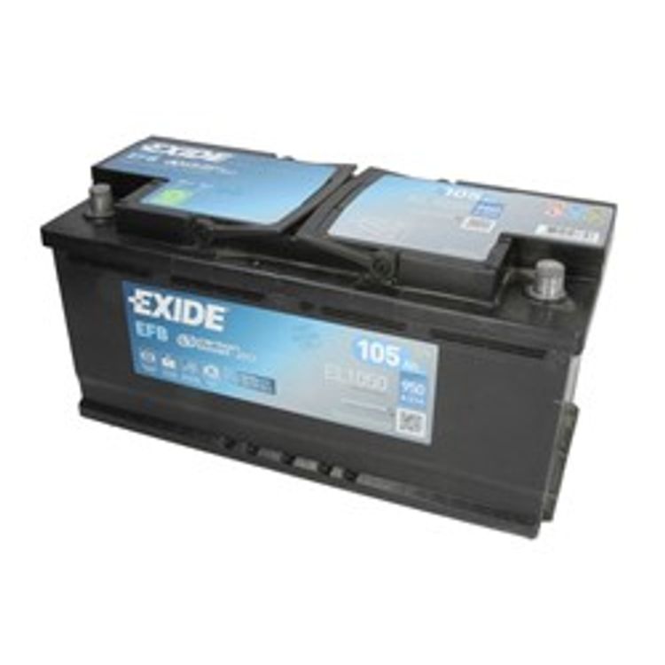 Tootefoto - Aku EXIDE 12V 105Ah/950A START&STOP EFB (R+ standardne terminal) 392x175x190 B13 - kinnitus rik 10,5 mm (efb/k ivitusaku)