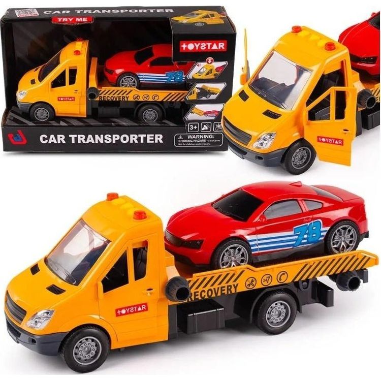 Tootefoto - Puksiirauto koos abiautoga, valgus, heli