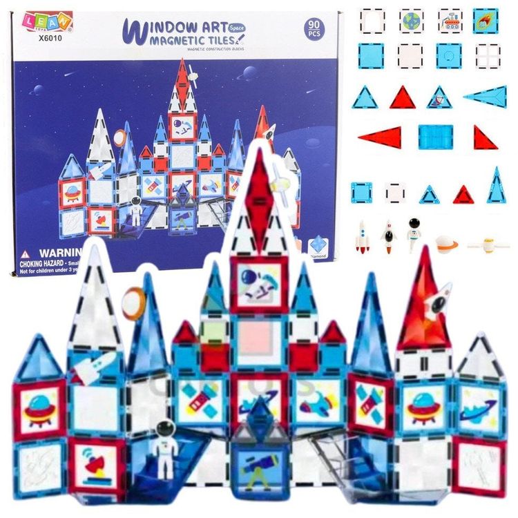 Tootefoto - LeanToys Ehitusplokid Magnetruum Aknad 90 tk.