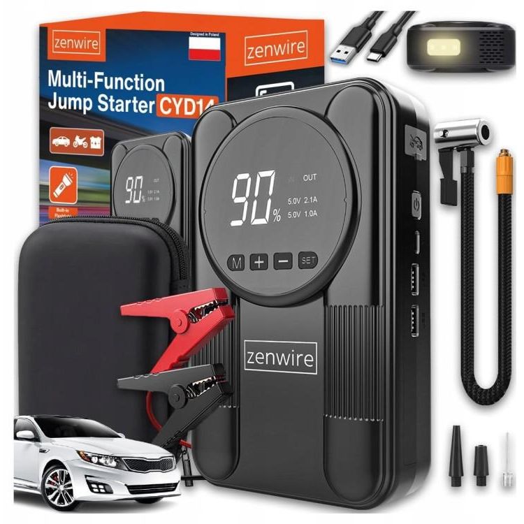 Tootefoto - Booster Powerbank Jump Starter Kompresor Samochodowy Zenwire CYD14