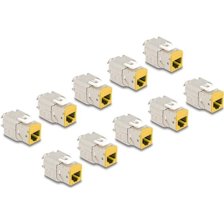 Tootefoto - Delock Keystone Modul RJ45 Buchse zu LSA Cat.6A werkzeugfrei gelb Set 10 St ck (88111)