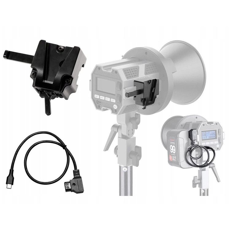 Tootefoto - V rvivooku adapter V-kinnitus + D-kraani kaabel USB-C-le CL-60, CL-60R, CL-100X lampide jaoks