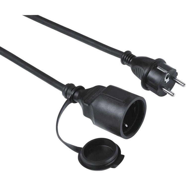 Tootefoto - Hama Outdoor pikendusjuhe 5 m 1 vahelduvvoolu kontakt Hoonev line Must