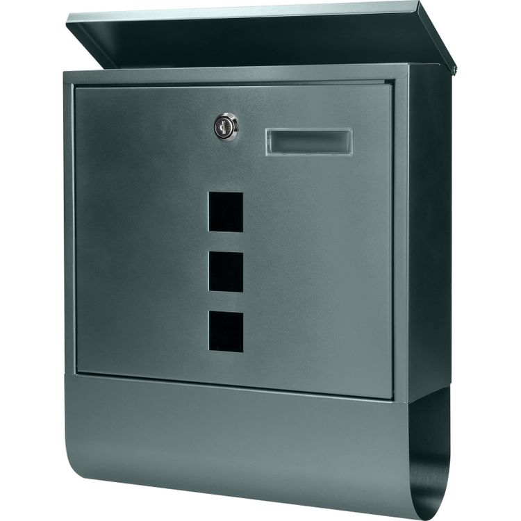 Tootefoto - Orno HAITI tsingitud terasest kirjakast ajalehehoidja, akende ja visiitkaardihoidjaga, antratsiit