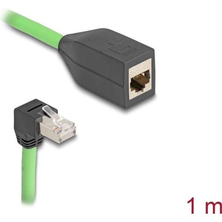 Tootefoto - Delock RJ45 Netzwerk Verl ngerungskabel Cat.6A Stecker unten gewinkelt zu Buchse SF/UTP (80886)