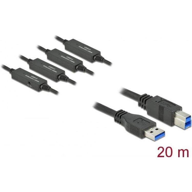 Tootefoto - DeLOCK 85382 USB-kaabel 20 m USB 3.2 Gen 1 (3.1 Gen 1) USB A USB B Must