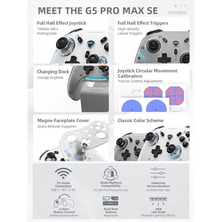 Tootefoto - Machenike G5Pro Max juhtmevaba m ngukontrolleri alus koos laadimisjaamaga - hall