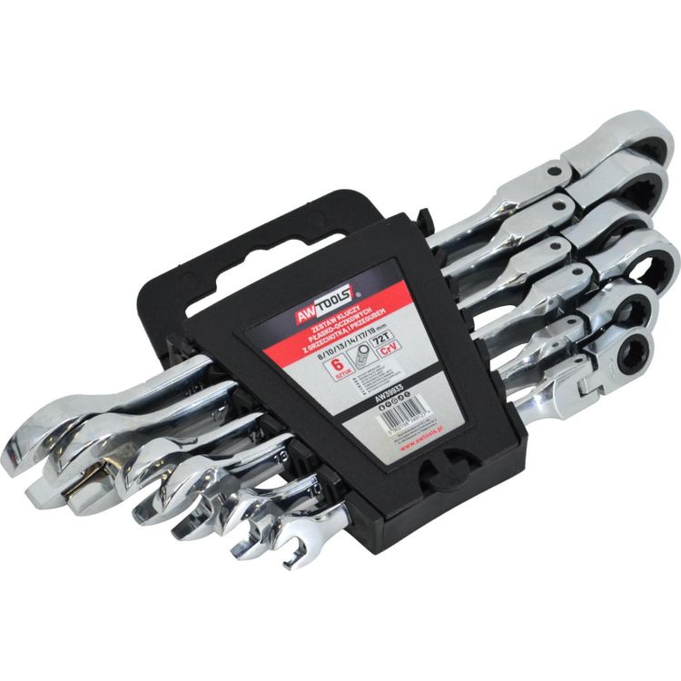 Tootefoto - AW OPEN RATCHET WRENCH WITH JOINT SET 6 pcs 8-19mm