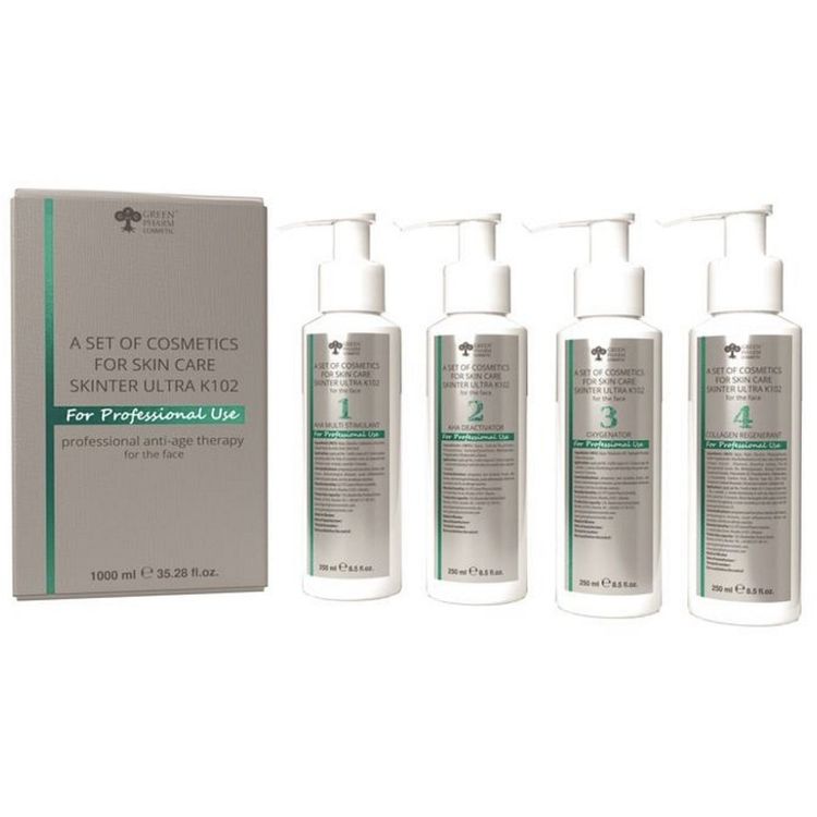 Tootefoto - GREEN PHARM COSMETICS_SET Skinter Ultra stymuluj cy el do twarzy 250ml + nuetralizator kwasu 250ml + dotleniaj cy el 250ml + el regeneruj cy 250ml